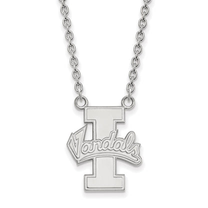 Sterling Silver Rhodium Plated Logoart University Of Idaho Vandals Large Pendant 18 Inch Necklace
