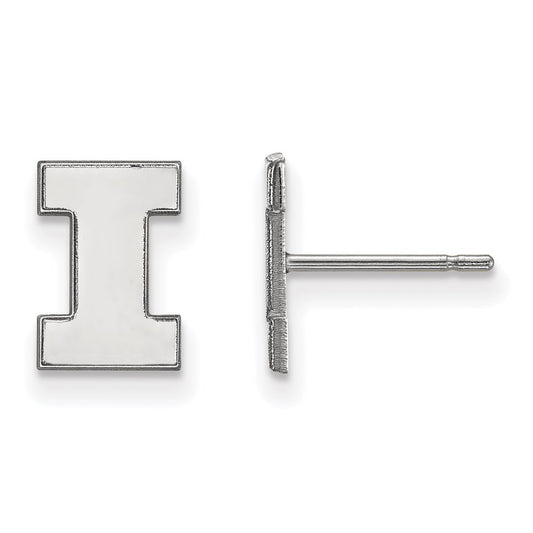 Sterling Silver Rhodium Plated Logoart University Of Illinois Letter I Extra Small Post Earrings