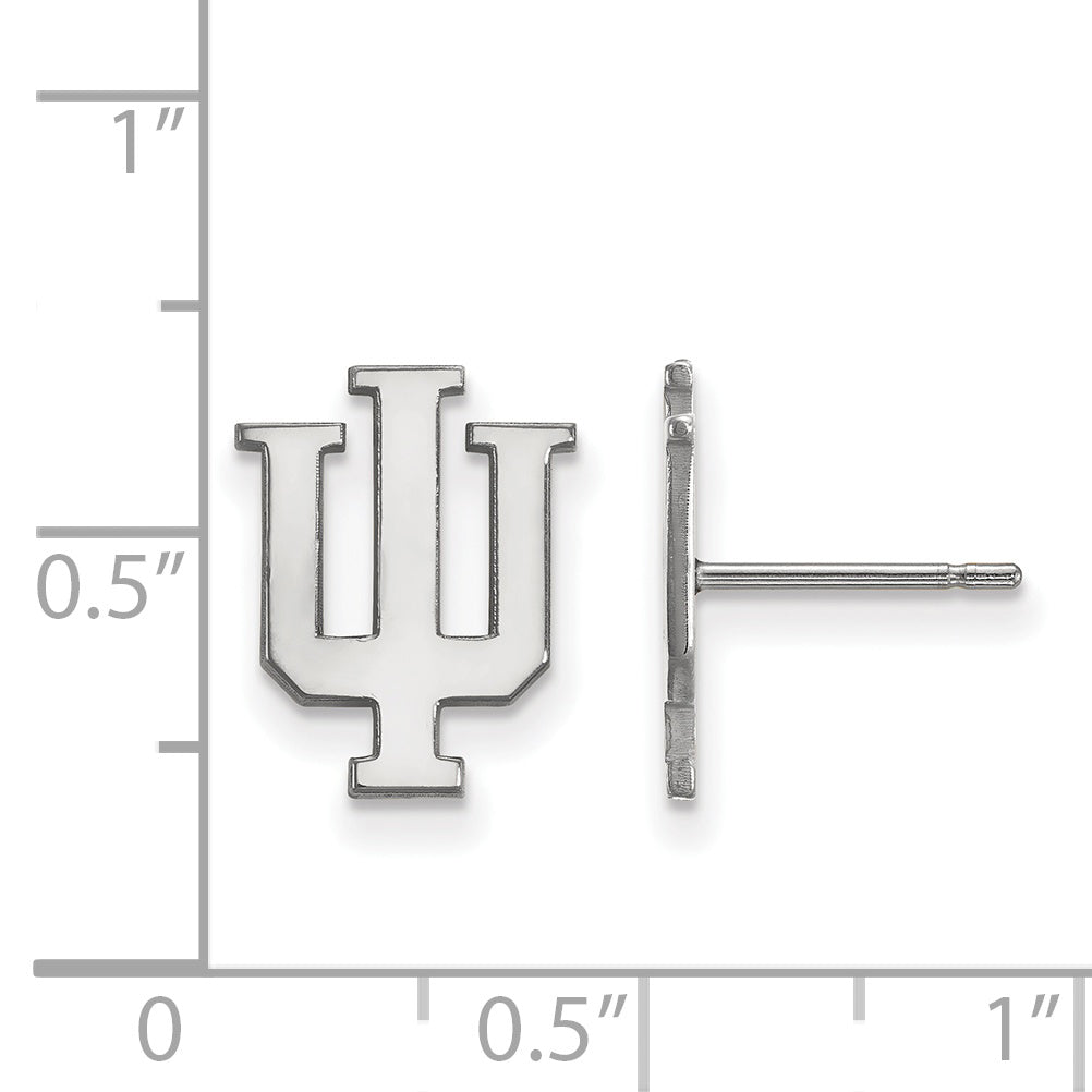 Sterling Silver Rhodium Plated Logoart Indiana University I U Small Post Earrings