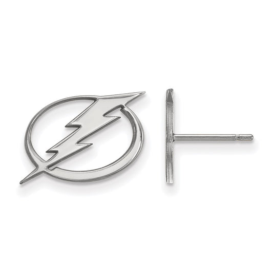 Sterling Silver Rhodium Plated Nhl Logoart Tampa Bay Lightning Small Post Earrings