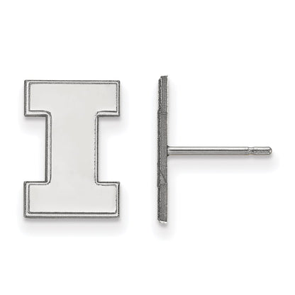 Sterling Silver Rhodium Plated Logoart University Of Illinois Letter I Small Post Earrings