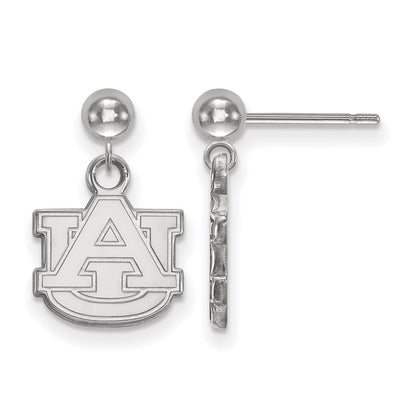 14K White Gold Logoart Auburn University A U Dangle Ball Post Earrings