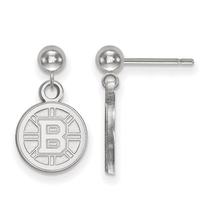14K White Gold Nhl Logoart Boston Bruins Dangle Post Earrings