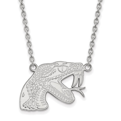 Sterling Silver Rhodium Plated Logoart Florida A And M University Rattler Large Pendant 18 Inch Necklace