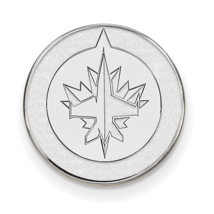 Sterling S. Rh-P Nhl Logoart Winnipeg Jets Black Leather Oval Key Chain