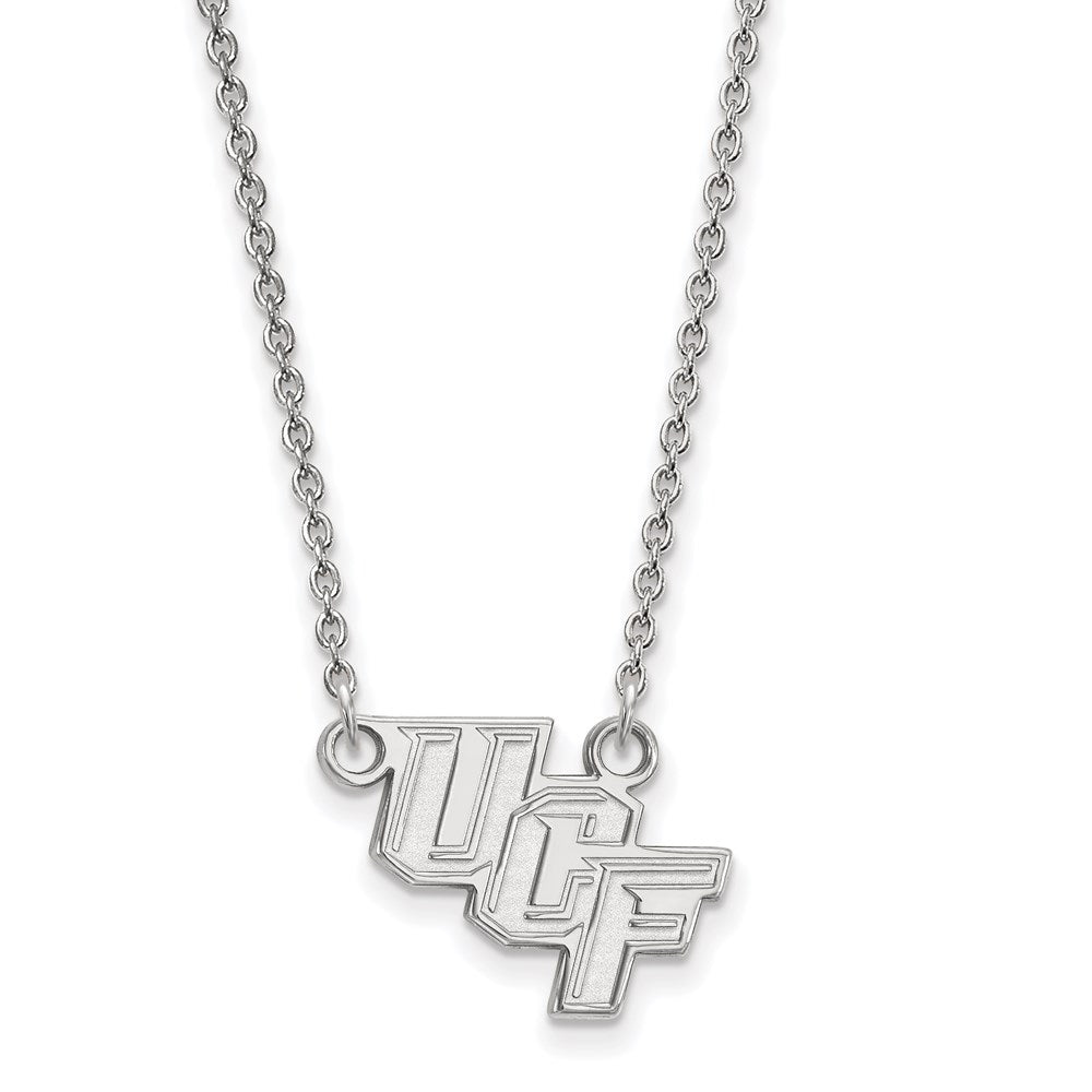 Sterling Silver Rhodium Plated Logoart University Of Central Florida U C F Small Pendant 18 Inch Necklace