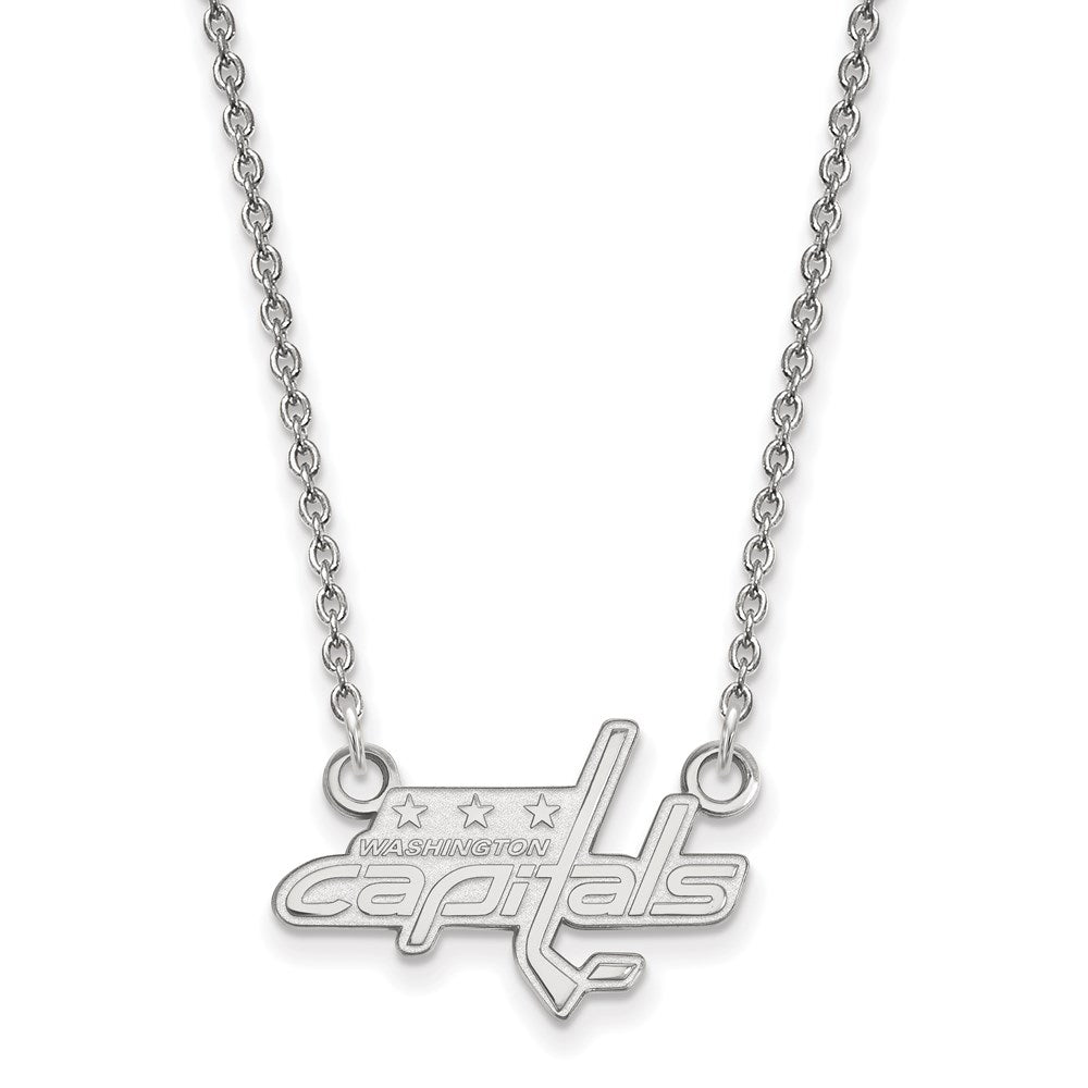 10K White Gold Nhl Logoart Washington Capitals Small Pendant 18 Inch Necklace