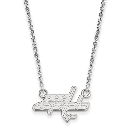 10K White Gold Nhl Logoart Washington Capitals Small Pendant 18 Inch Necklace