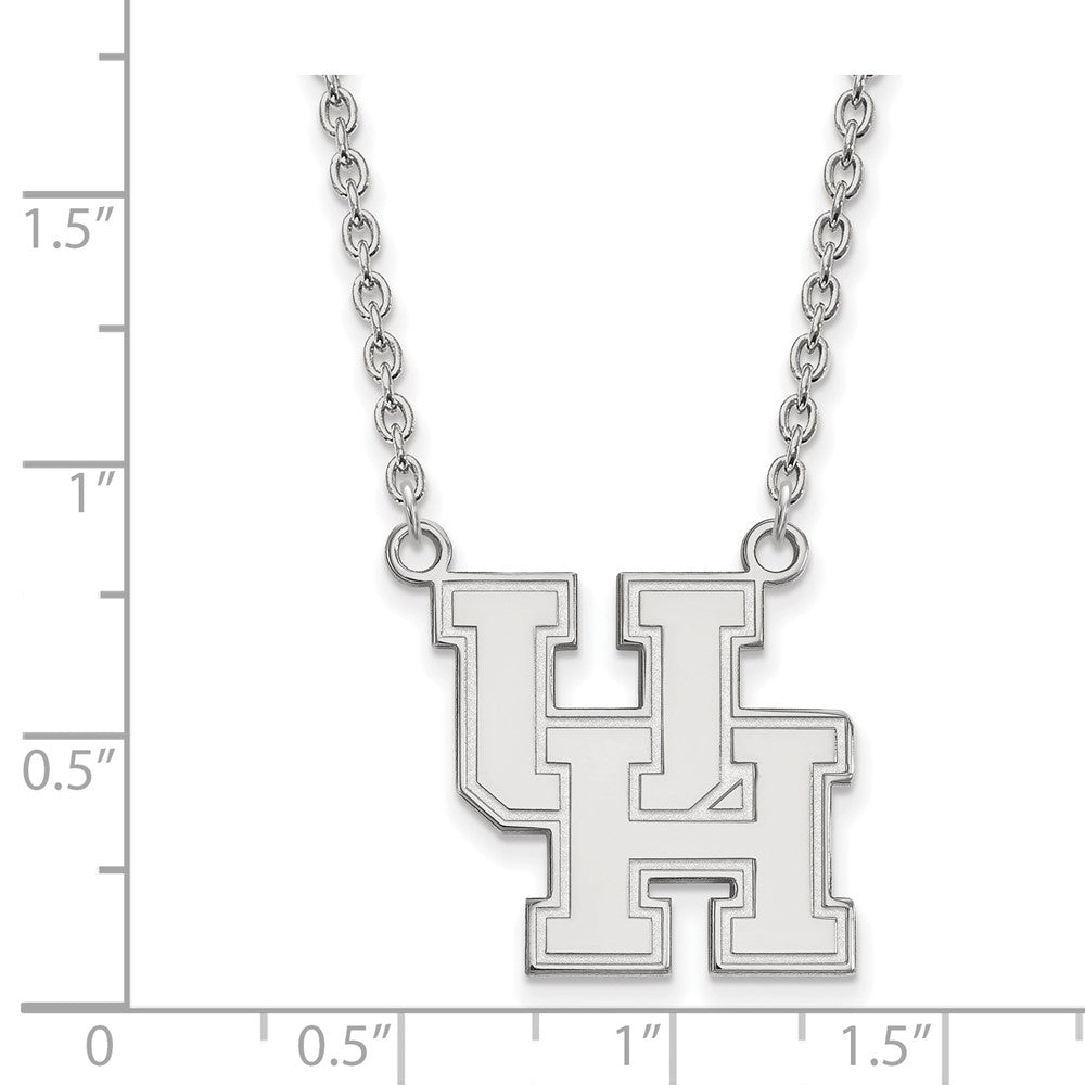 Sterling Silver Rhodium Plated Logoart University Of Houston U H Large Pendant 18 Inch Necklace