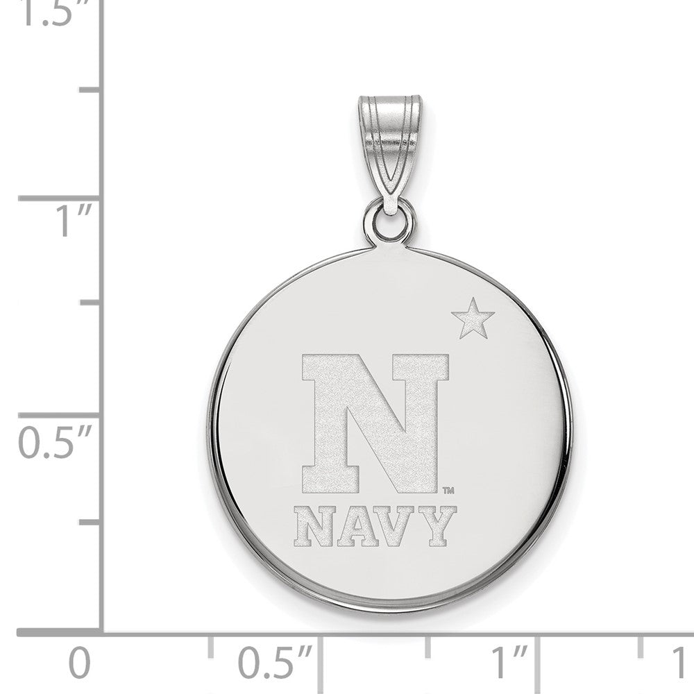 10K White Gold Logoart Us Naval Academy Large Disc Pendant