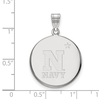 10K White Gold Logoart Us Naval Academy Large Disc Pendant