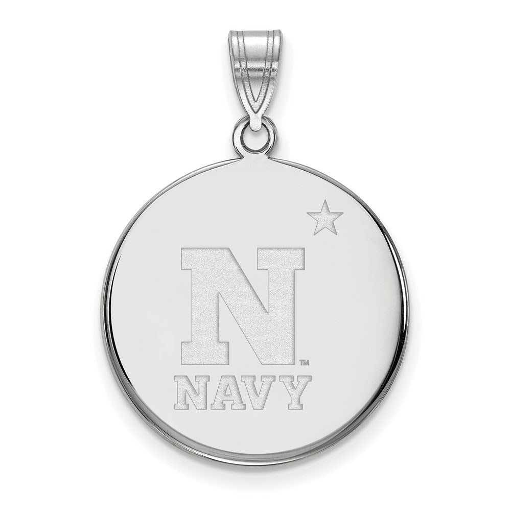 10K White Gold Logoart Us Naval Academy Large Disc Pendant