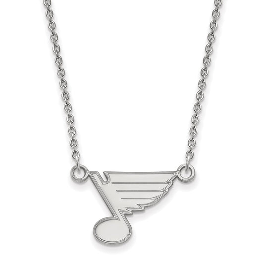 10K White Gold Nhl Logoart St. Louis Blues Small Pendant 18 Inch Necklace