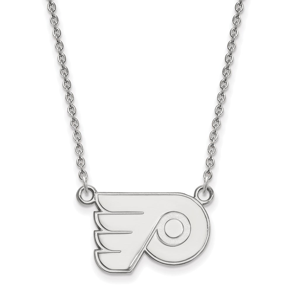 10K White Gold Nhl Logoart Philadelphia Flyers Small Pendant 18 Inch Necklace