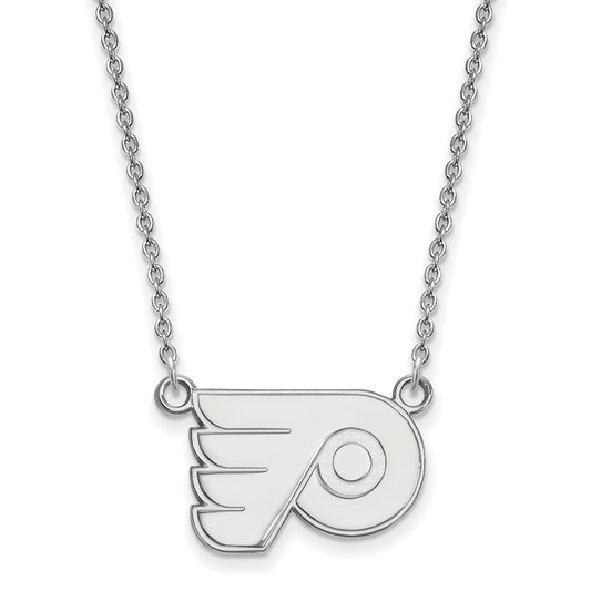 10K White Gold Nhl Logoart Philadelphia Flyers Small Pendant 18 Inch Necklace