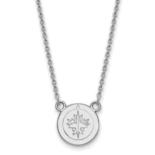 10K White Gold Nhl Logoart Winnipeg Jets Small Pendant 18 Inch Necklace