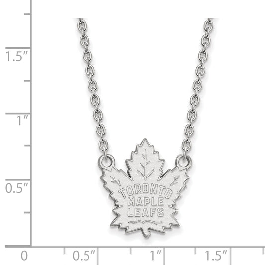 10K White Gold Nhl Logoart Toronto Maple Leafs Large Pendant 18 Inch Necklace