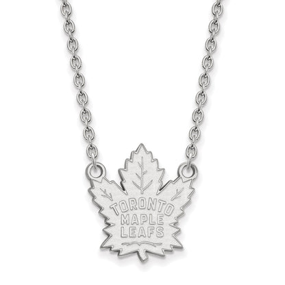 Sterling Silver Rhodium Plated Nhl Logoart Toronto Maple Leafs Large Pendant 18 Inch Necklace