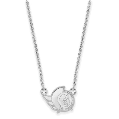 Sterling Silver Rhodium Plated Nhl Logoart Ottawa Senators Small Pendant 18 Inch Necklace