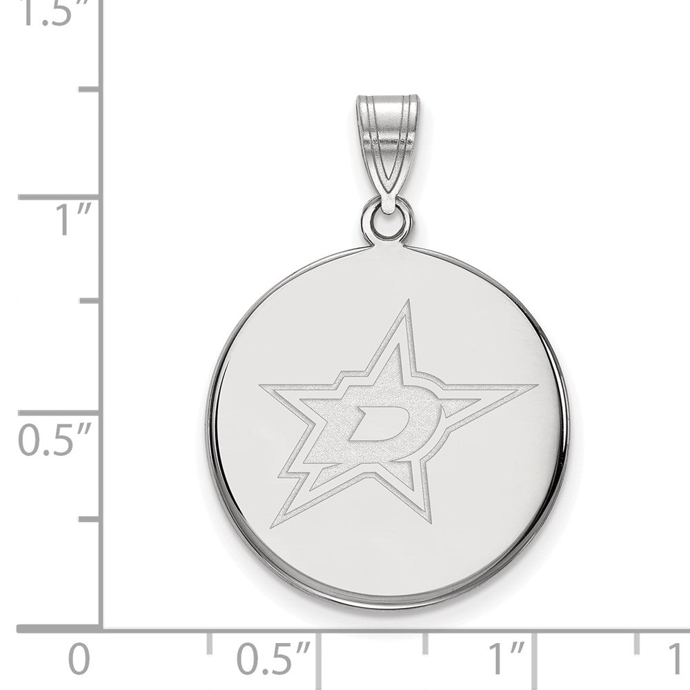 Sterling Silver Rhodium Plated Nhl Logoart Dallas Stars Large Disc Pendant