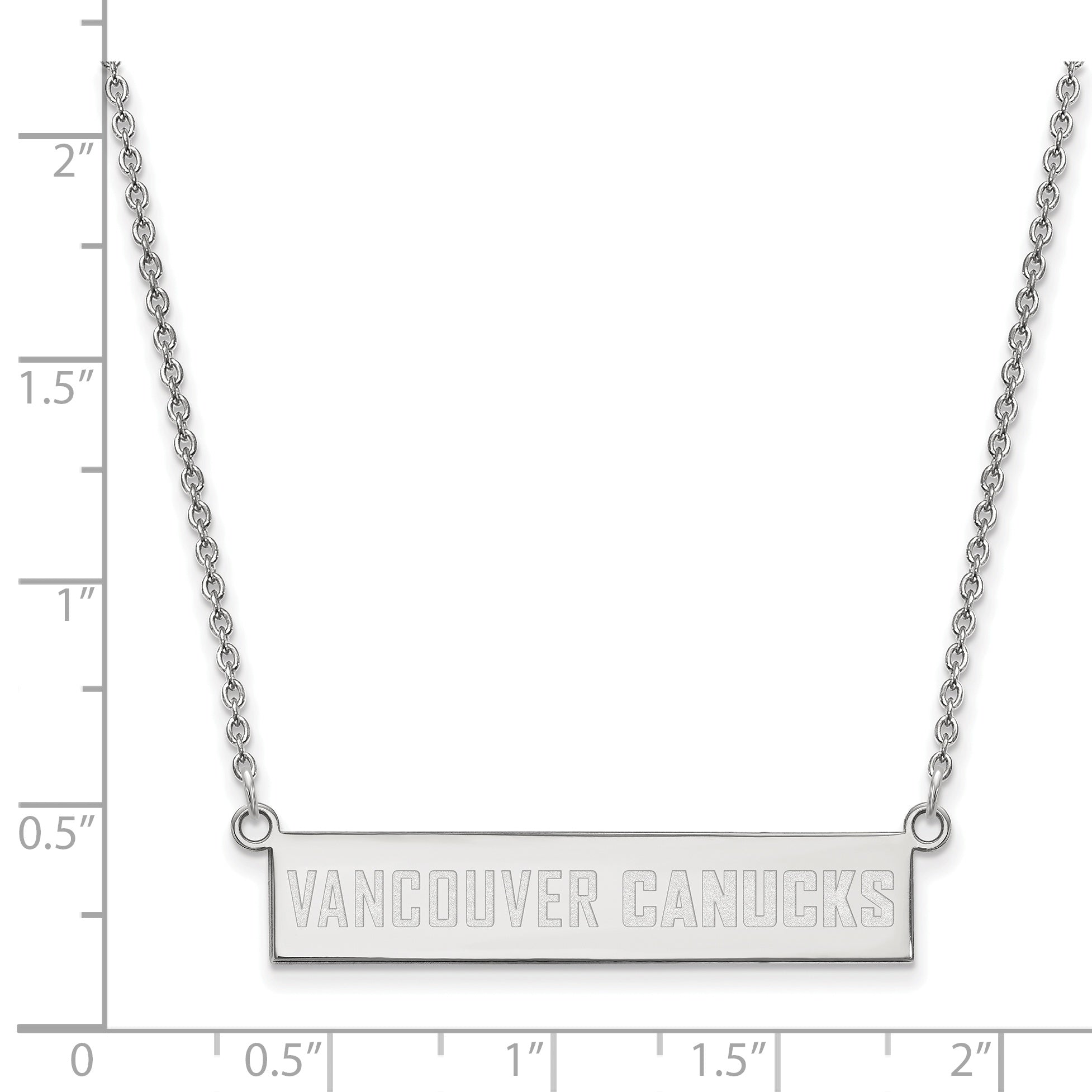 Sterling Silver Rhodium Plated Nhl Logoart Vancouver Canucks Small Bar 18 Inch Necklace