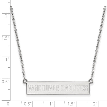 Sterling Silver Rhodium Plated Nhl Logoart Vancouver Canucks Small Bar 18 Inch Necklace