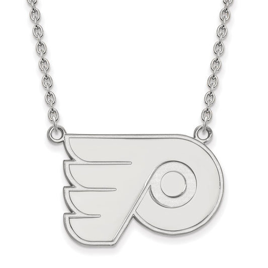 10K White Gold Nhl Logoart Philadelphia Flyers Large Pendant 18 Inch Necklace