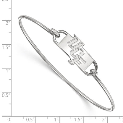 Sterling Silver Rhodium Plated Logoart University Of Central Florida U C F Small Center 7 Inch Wire Bangle