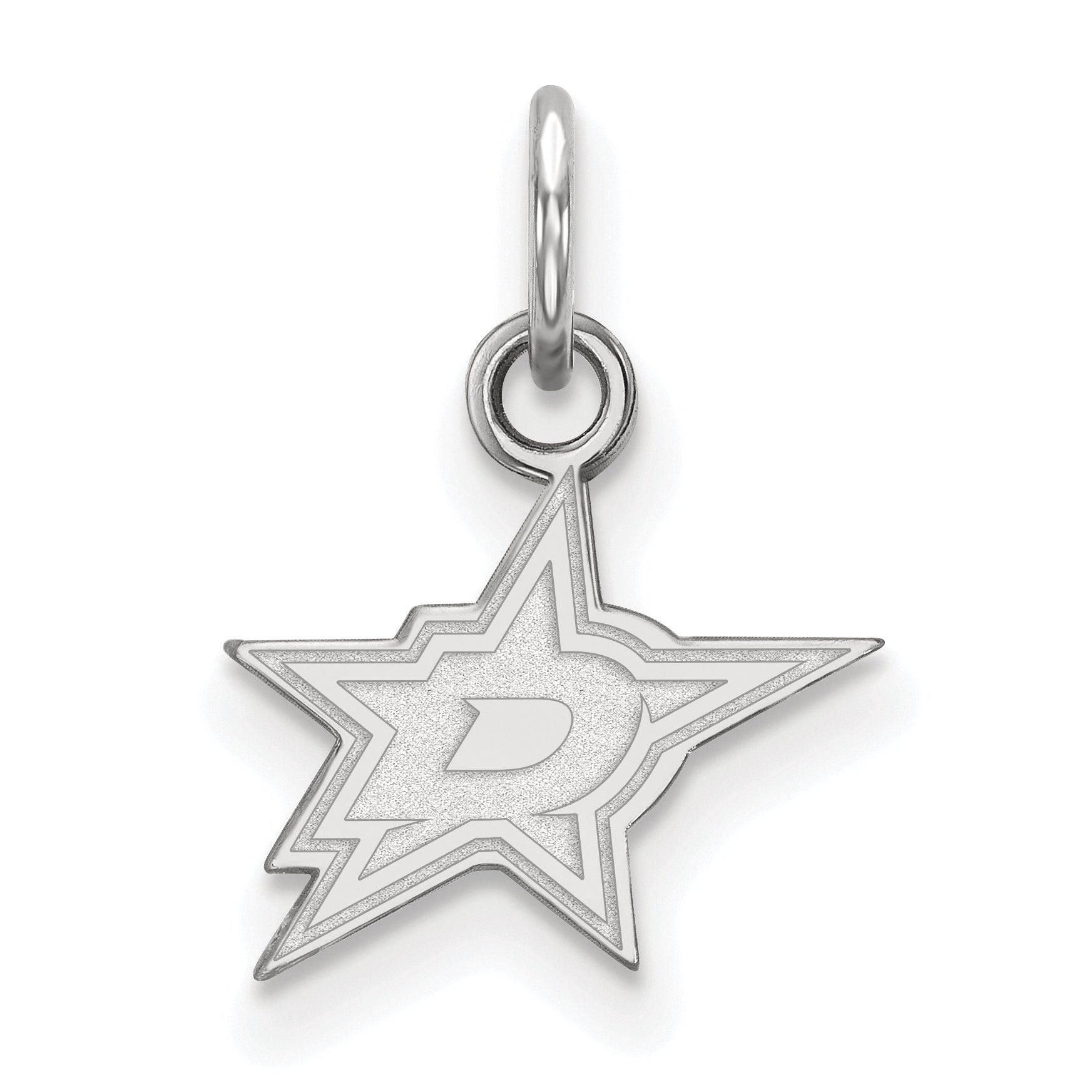 Sterling Silver Rhodium Plated Nhl Logoart Dallas Stars Extra Small Pendant