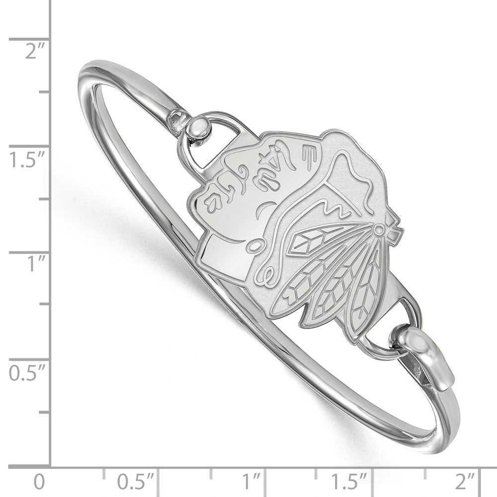 Sterling Silver Rh Plated Nhl Logoart Chicago Blackhawks Bangle