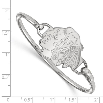 Sterling Silver Rh Plated Nhl Logoart Chicago Blackhawks Bangle