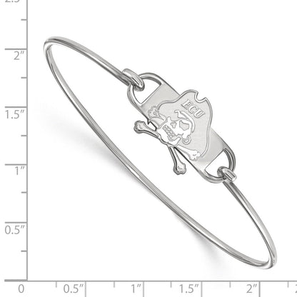 Sterling Silver Rhodium Plated Logoart East Carolina University Pirate Small Center 7 Inch Wire Bangle