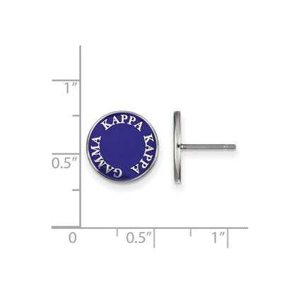 Sterling Silver Rhodium Plated Logoart Kappa Gamma Sorority Text Color Enamel Post Earrings
