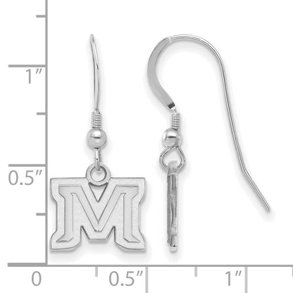 Sterling Silver Rhodium Plated Logoart Montana State University Letter M Extra Small Dangle Wire Earrings