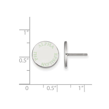 Sterling Silver Rhodium Plated Logoart Alpha Epsilon Phi Sorority Text Color Enamel Post Earrings