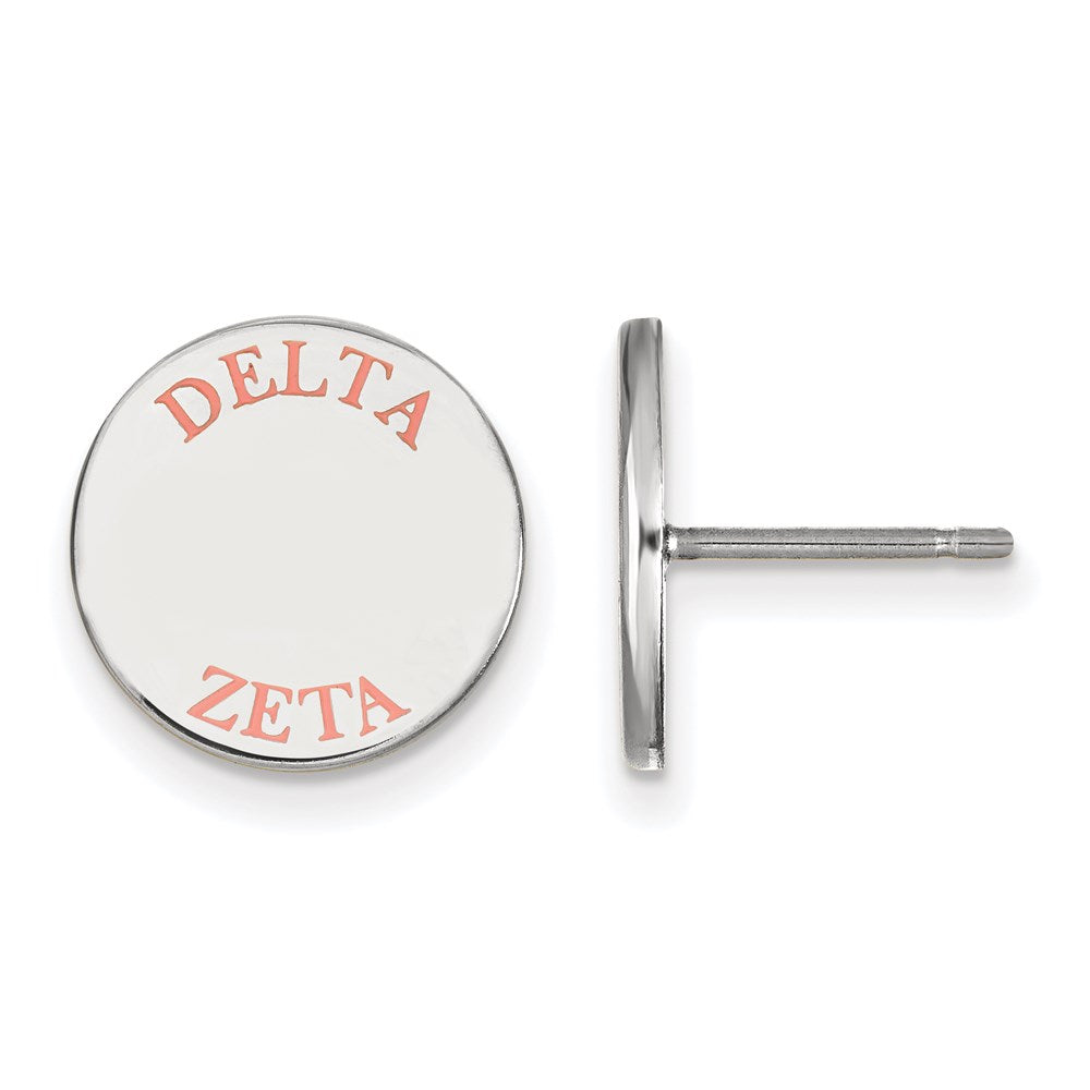 Sterling Silver Rhodium Plated Logoart Delta Zeta Sorority Text Color Enamel Post Earrings