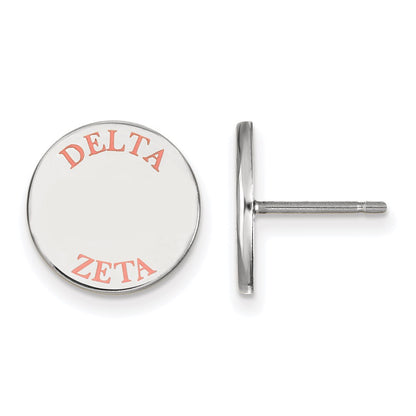 Sterling Silver Rhodium Plated Logoart Delta Zeta Sorority Text Color Enamel Post Earrings