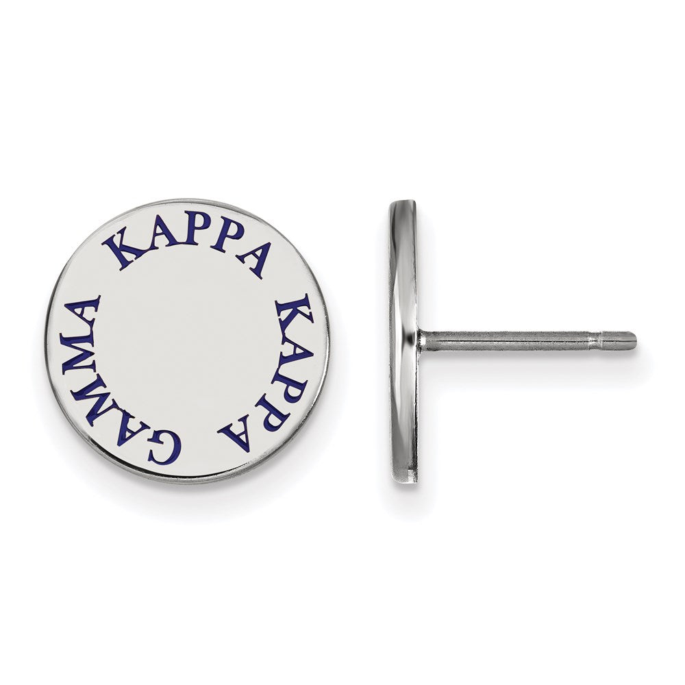 Sterling Silver Rhodium Plated Logoart Kappa Gamma Sorority Text Color Enamel Post Earrings