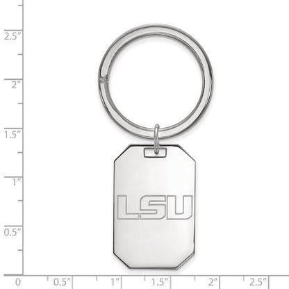 Sterling Silver Rhod-Pltd Logoart Louisiana State University Key Ring