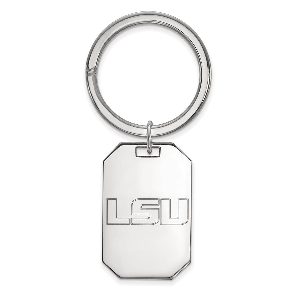 Sterling Silver Rhod-Pltd Logoart Louisiana State University Key Ring