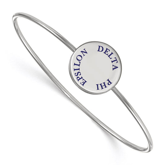 Sterling Silver S. Rh Plated Logoart Delta Phi Epsilon Enameled Slip On Bangle