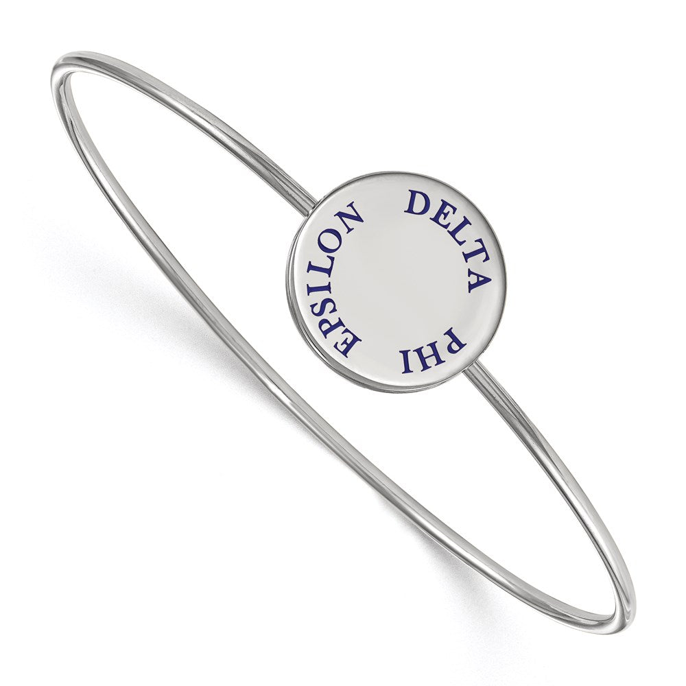 Sterling Silver S. Rh Plated Logoart Delta Phi Epsilon Enameled Slip On Bangle