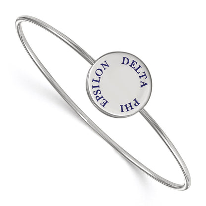 Sterling Silver S. Rh Plated Logoart Delta Phi Epsilon Enameled Slip On Bangle