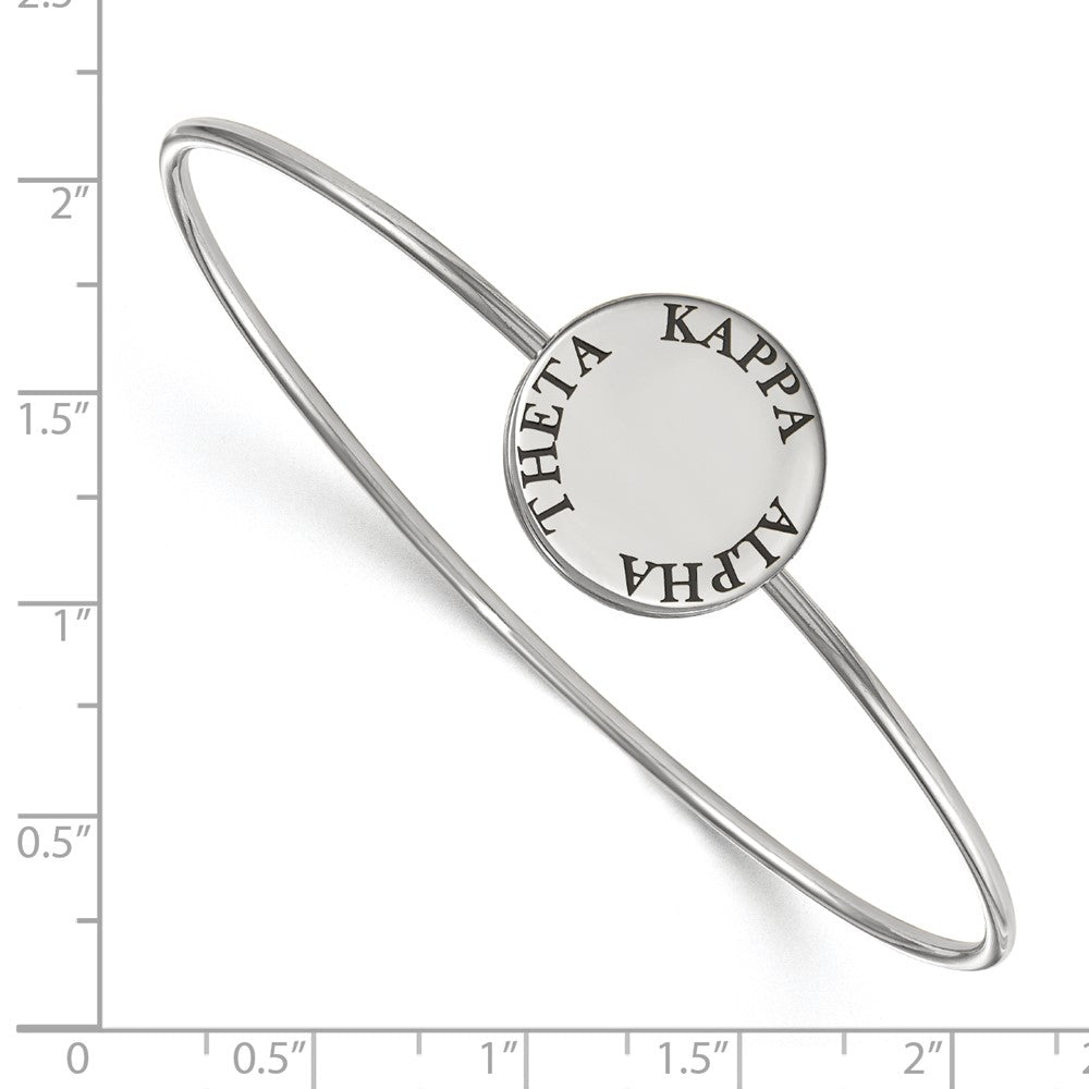 Sterling Silver S. Rh Plated Logoart Kappa Alpha Theta Enameled Slip On Bangle Bracelet
