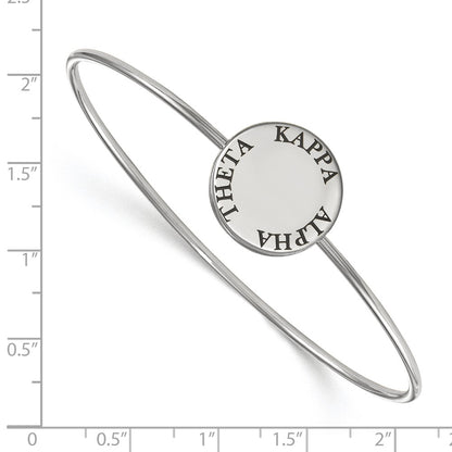Sterling Silver S. Rh Plated Logoart Kappa Alpha Theta Enameled Slip On Bangle Bracelet