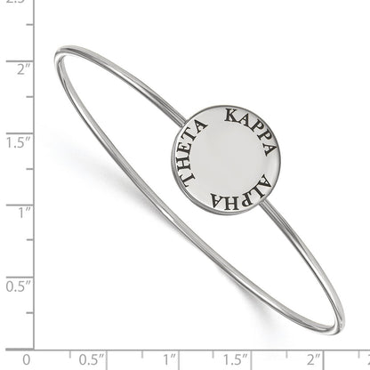 Sterling Silver S. Rh Plated Logoart Kappa Alpha Theta Enameled Slip On Bangle Bracelet