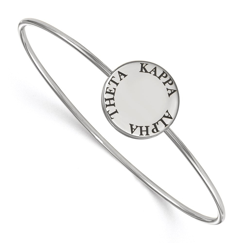 Sterling Silver S. Rh Plated Logoart Kappa Alpha Theta Enameled Slip On Bangle Bracelet