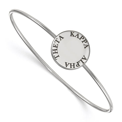 Sterling Silver S. Rh Plated Logoart Kappa Alpha Theta Enameled Slip On Bangle Bracelet
