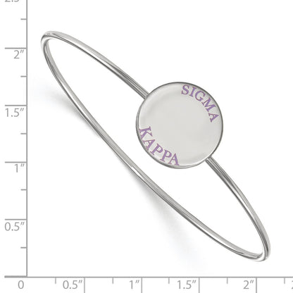 Sterling Silver Rh Plated Logoart Sigma Kappa Enameled Slip On Bangle