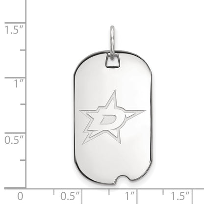 Sterling Silver Rhodium Plated Nhl Logoart Dallas Stars Small Dog Tag Pendant